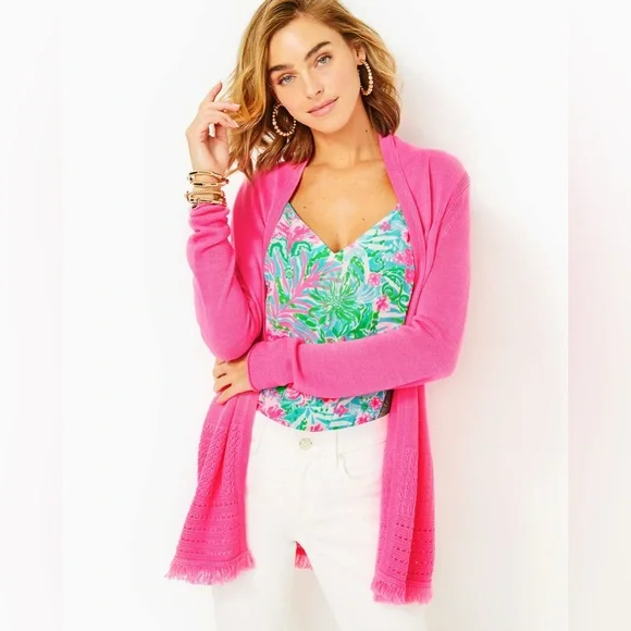 Lilly Pulitzer Noble Fringe Cardigan - XL - Picture 1 of 8